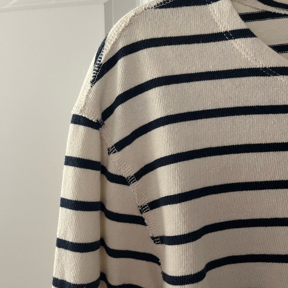 J Crew Stripped Navy Blue and White Long Sleeve - Picture 2 of 7